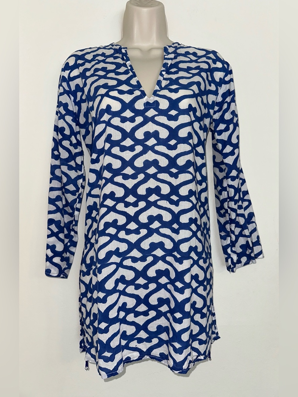 Blue and White Patterned Tunic